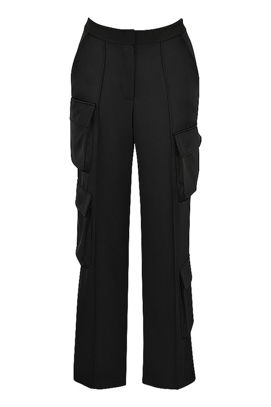 Pantalon House Of Cb Satin Droit Leg Cargos Noir | NJI-478592