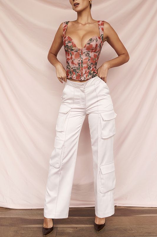 Pantalon House Of Cb Satin Droit Leg Cargos Rose | QUS-587042