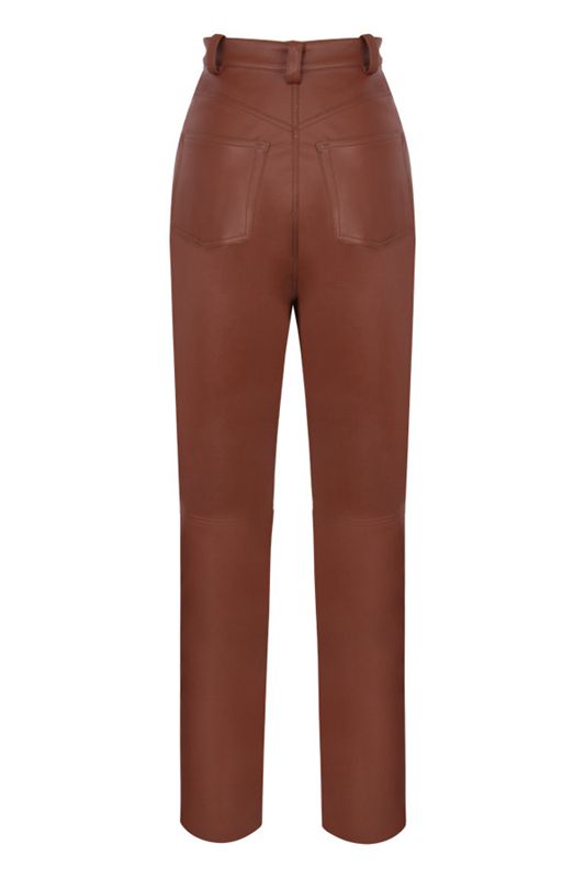 Pantalon House Of Cb Stretch Vegan Leathers Marron | DRE-945620