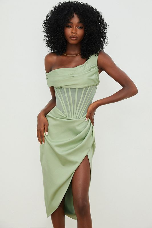 Peignoir House Of Cb Asymmetric Drape Midi Vert | NUE-837249