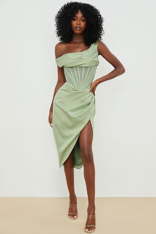 Peignoir House Of Cb Asymmetric Drape Midi Vert | NUE-837249