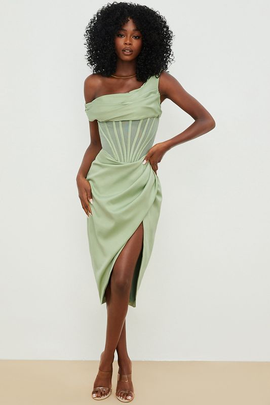 Peignoir House Of Cb Asymmetric Drape Midi Vert | NUE-837249