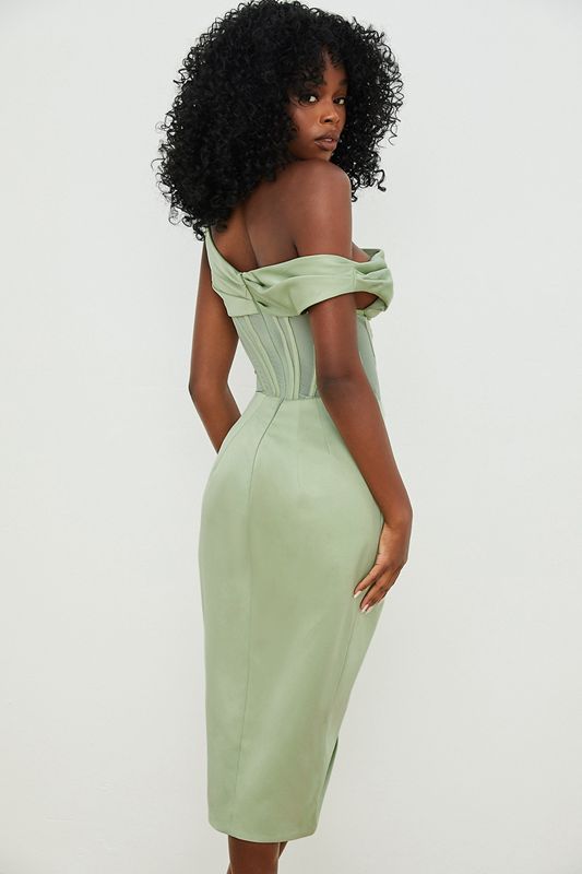 Peignoir House Of Cb Asymmetric Drape Midi Vert | NUE-837249