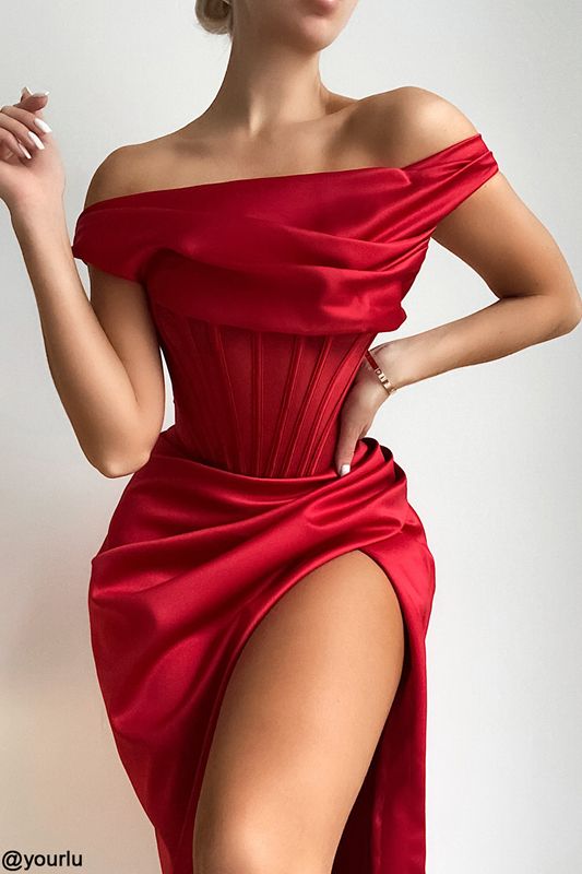 Peignoir House Of Cb Asymmetric Drape Midi Rouge | TBY-068173