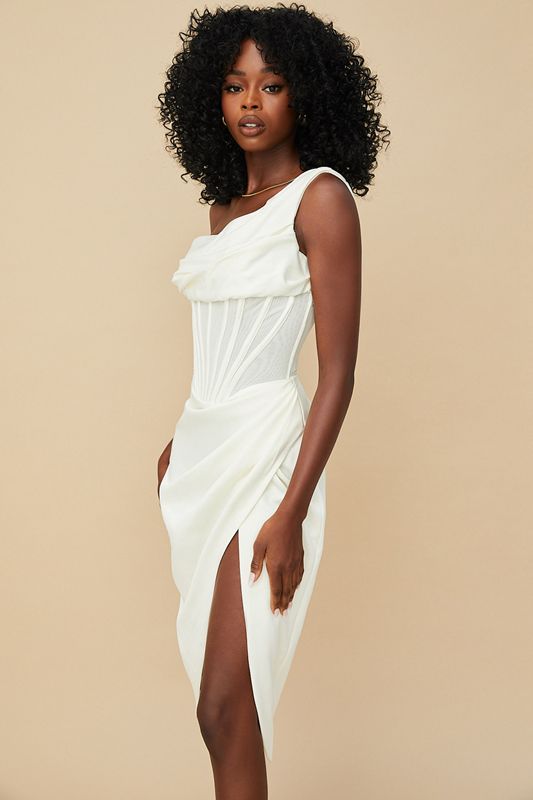 Peignoir House Of Cb Asymmetric Drape Midi Blanche | VMS-275039