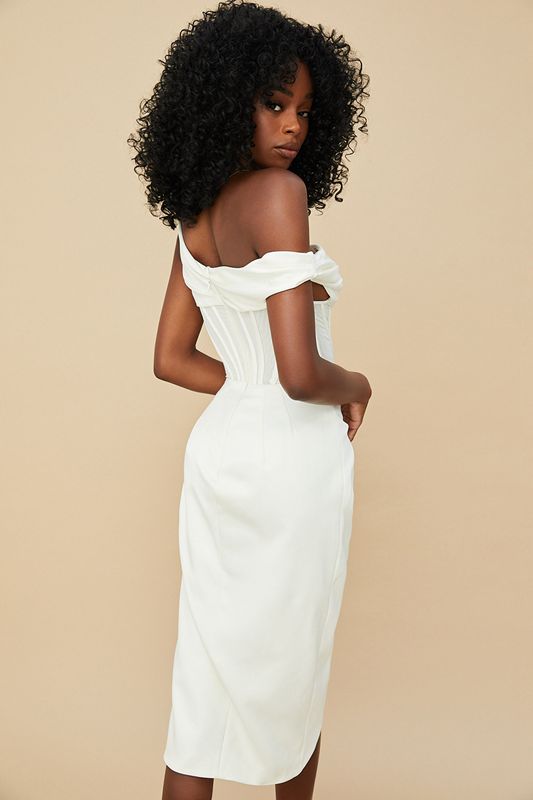 Peignoir House Of Cb Asymmetric Drape Midi Blanche | VMS-275039