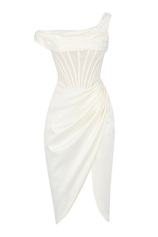 Peignoir House Of Cb Asymmetric Drape Midi Blanche | VMS-275039