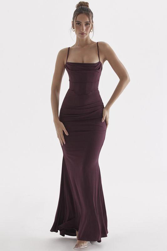 Peignoir House Of Cb Cherry Maxi Bordeaux | UXN-359402