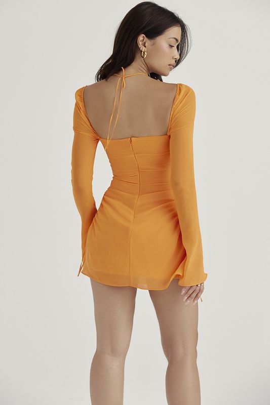 Peignoir House Of Cb Chiffon Halter Mini Orange | LBM-192573