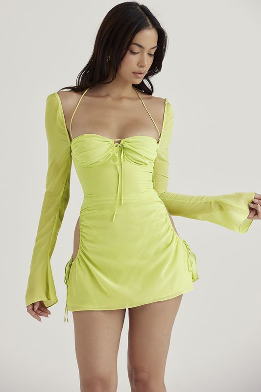 Peignoir House Of Cb Chiffon Halter Mini Vert Clair | RFB-284791