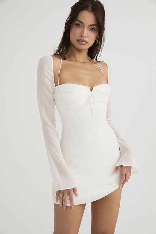 Peignoir House Of Cb Chiffon Halter Mini Blanche | UXR-357901