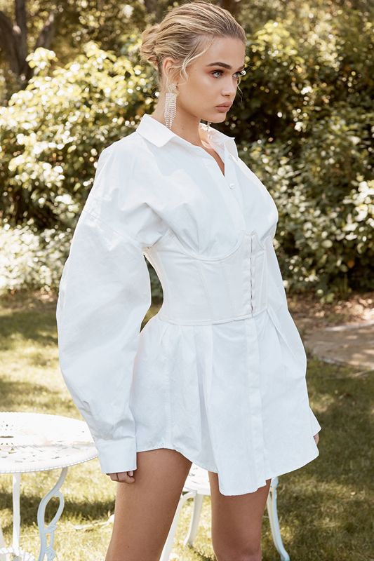 Peignoir House Of Cb Cinched Taille Shirt Blanche | ELV-826179