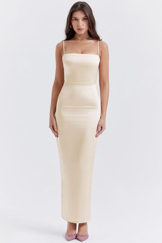 Peignoir House Of Cb Cream Maxi Beige | ATP-684721