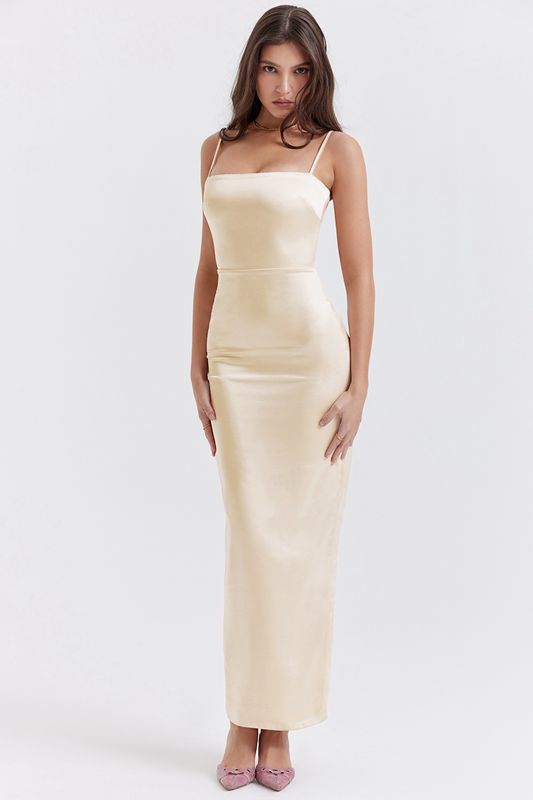 Peignoir House Of Cb Cream Maxi Beige | ATP-684721