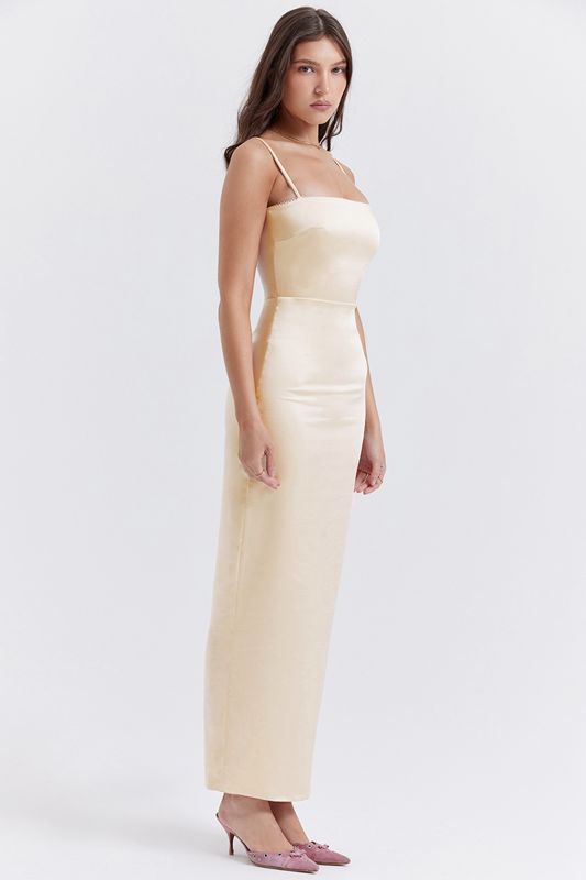 Peignoir House Of Cb Cream Maxi Beige | ATP-684721