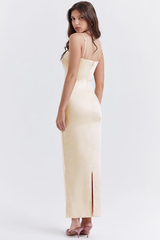 Peignoir House Of Cb Cream Maxi Beige | ATP-684721