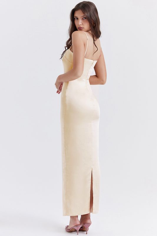 Peignoir House Of Cb Cream Maxi Beige | ATP-684721