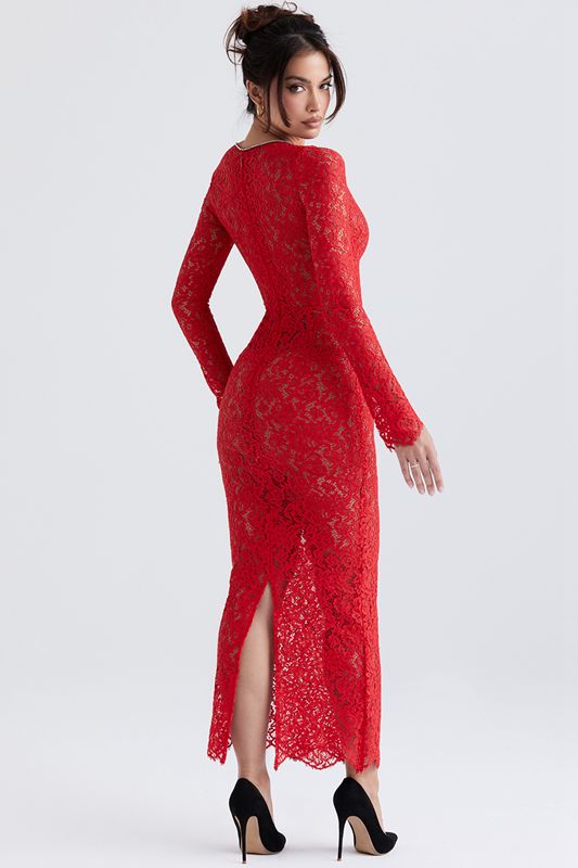 Peignoir House Of Cb Dentelle Maxi Rouge | BKU-258709