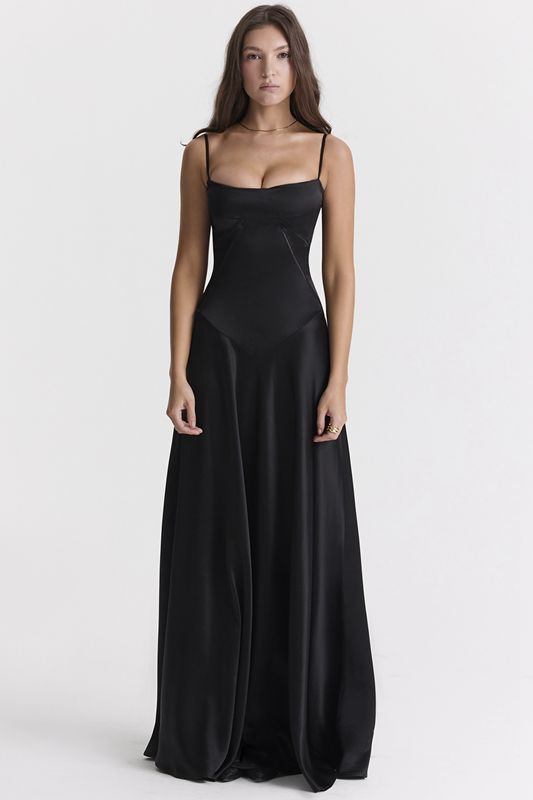 Peignoir House Of Cb Dentelle Up Maxi Noir | ZWB-817034