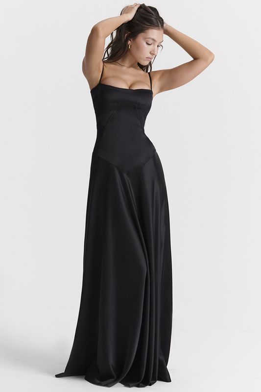 Peignoir House Of Cb Dentelle Up Maxi Noir | ZWB-817034