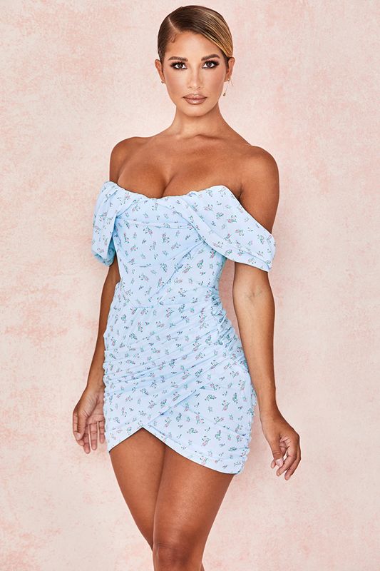 Peignoir House Of Cb Floral Draped Mini Bleu | UCZ-963248