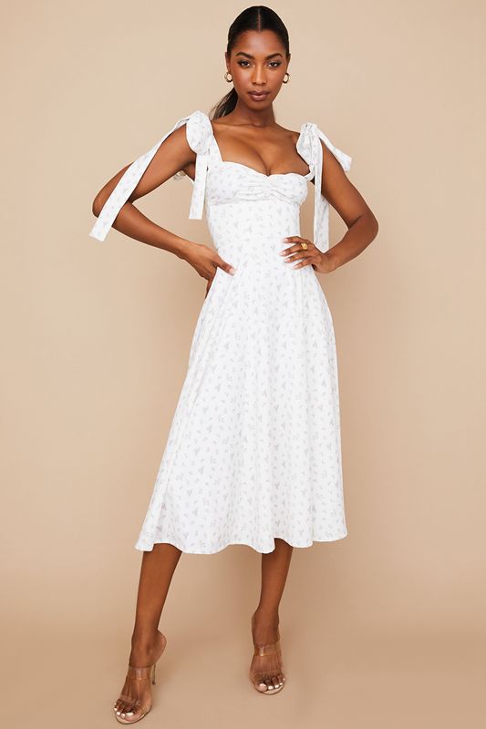 Peignoir House Of Cb Floral Midi Blanche | COF-714803