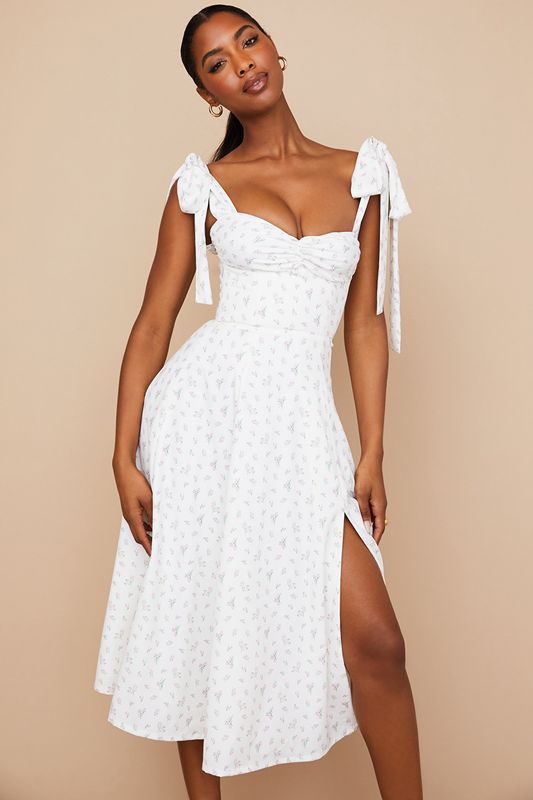 Peignoir House Of Cb Floral Midi Blanche | COF-714803