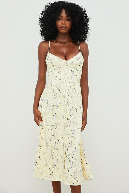 Peignoir House Of Cb Floral Midi Sun Citron | HQX-723146