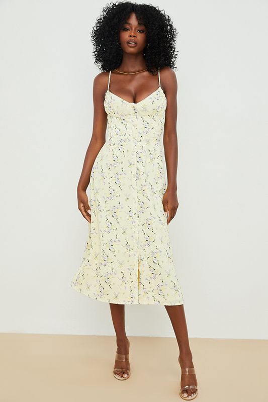 Peignoir House Of Cb Floral Midi Sun Citron | HQX-723146