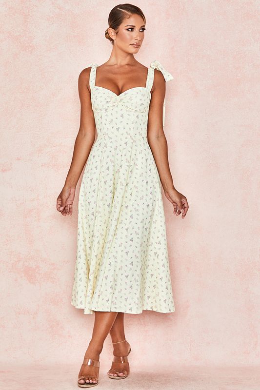 Peignoir House Of Cb Floral Print Midi Citron | LIY-274819