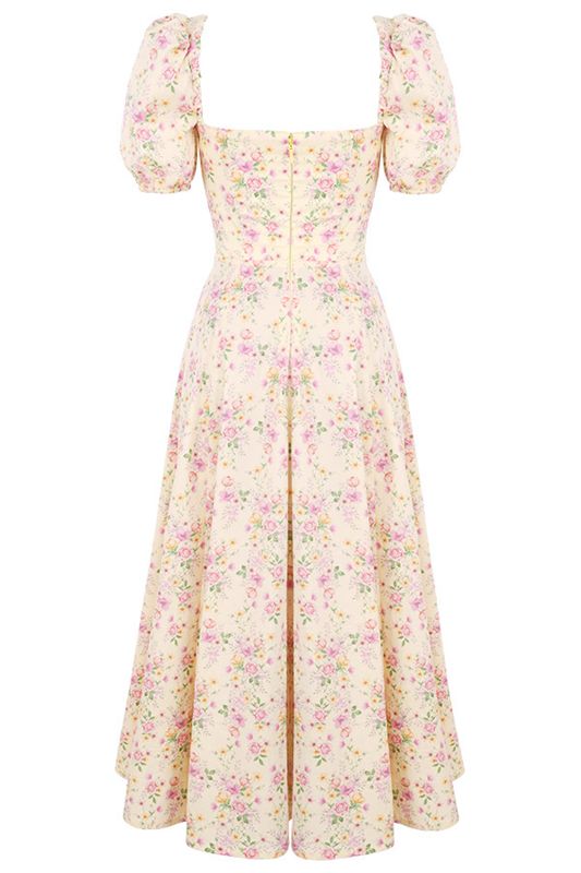 Peignoir House Of Cb Floral Puff Sleeve Midi Citron | LFQ-319465