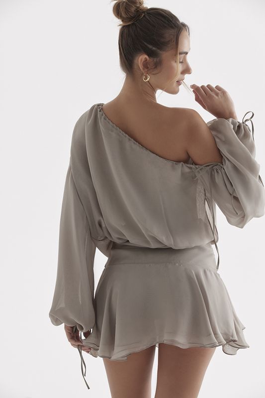 Peignoir House Of Cb Green Off Shoulder Grise | MWQ-503642