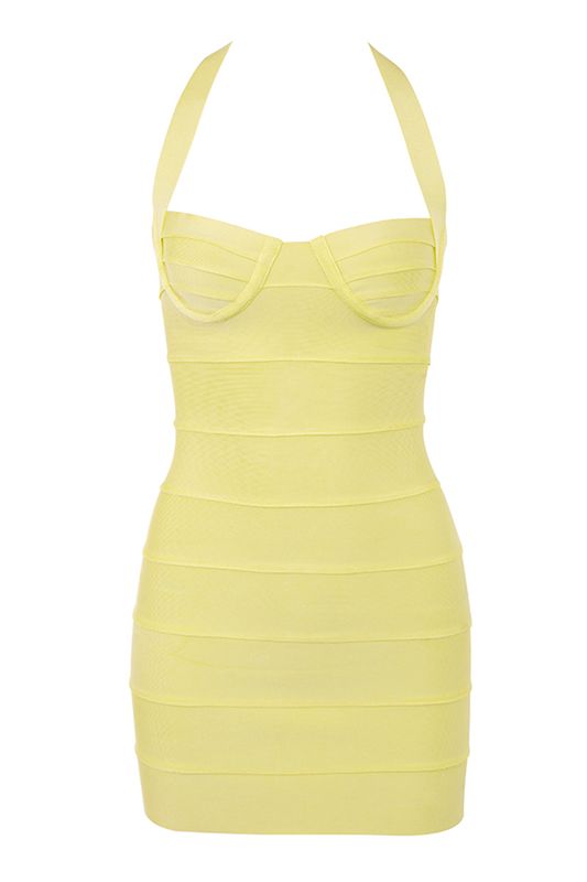 Peignoir House Of Cb Halter Mini Jaune | DPF-361089