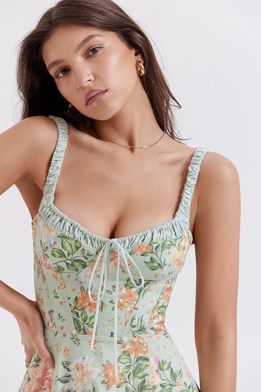 Peignoir House Of Cb Jade Print Bustier Vert | EBJ-650749