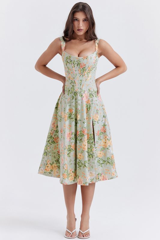 Peignoir House Of Cb Jade Print Midi Vert | RHZ-862794