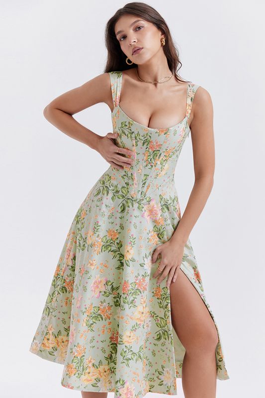 Peignoir House Of Cb Jade Print Midi Vert | RHZ-862794