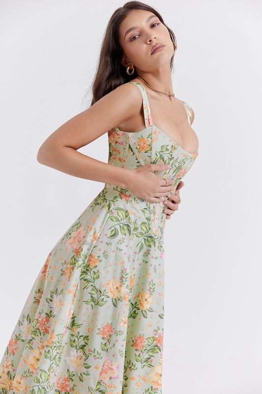 Peignoir House Of Cb Jade Print Midi Vert | RHZ-862794