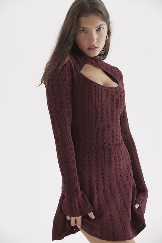 Peignoir House Of Cb Knit Bordeaux | GFU-605839