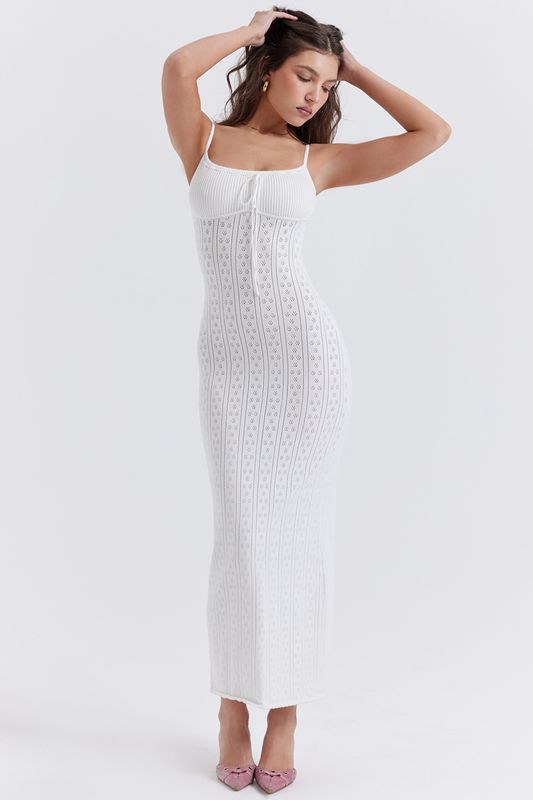 Peignoir House Of Cb Knit Maxi Blanche | KBA-826437