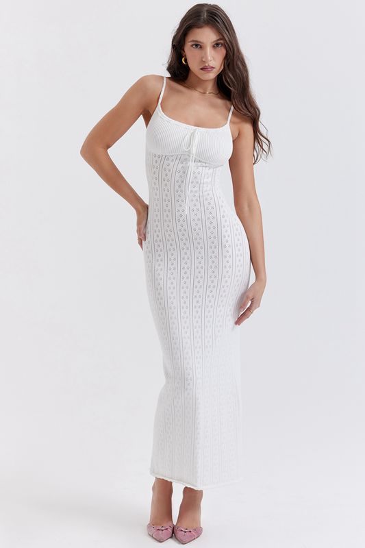 Peignoir House Of Cb Knit Maxi Blanche | KBA-826437