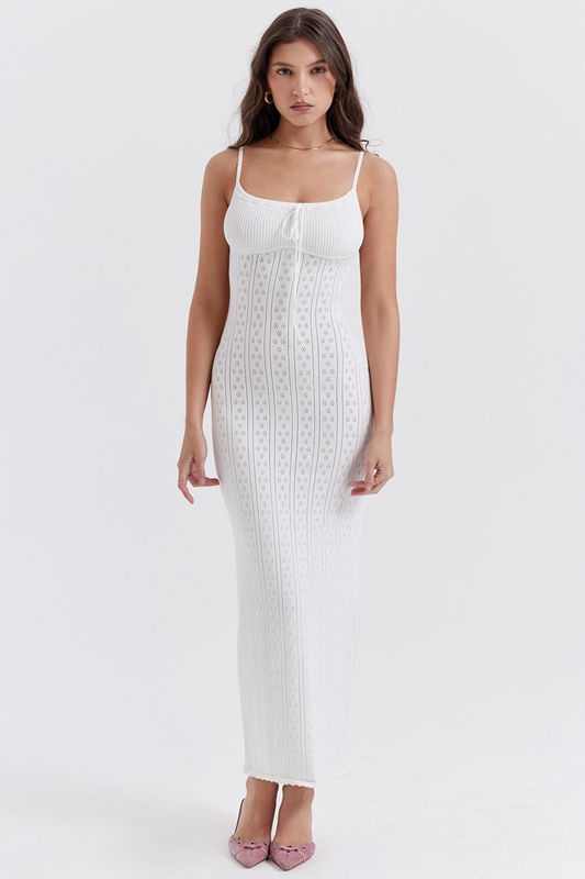 Peignoir House Of Cb Knit Maxi Blanche | KBA-826437