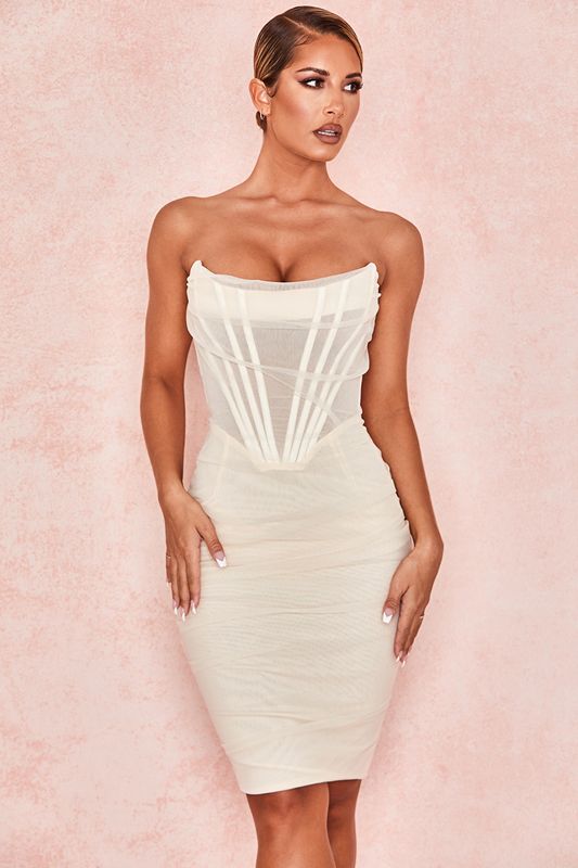 Peignoir House Of Cb Mesh Strapless Blanche | DAQ-136972