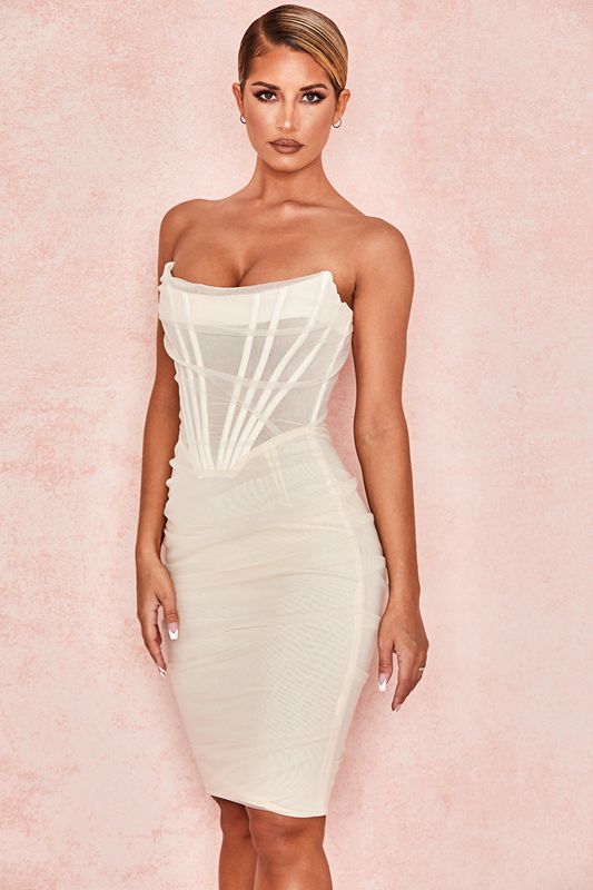 Peignoir House Of Cb Mesh Strapless Blanche | DAQ-136972