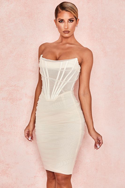 Peignoir House Of Cb Mesh Strapless Blanche | DAQ-136972