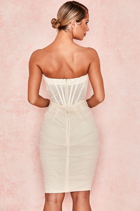 Peignoir House Of Cb Mesh Strapless Blanche | DAQ-136972