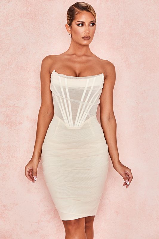 Peignoir House Of Cb Mesh Strapless Blanche | DAQ-136972