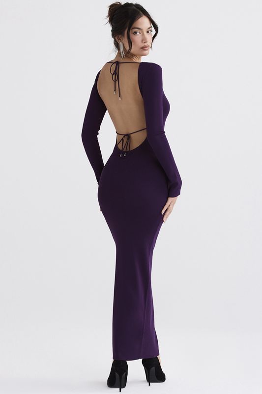 Peignoir House Of Cb Nervuré Knit Maxi Violette | HST-871546