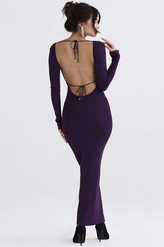 Peignoir House Of Cb Nervuré Knit Maxi Violette | HST-871546