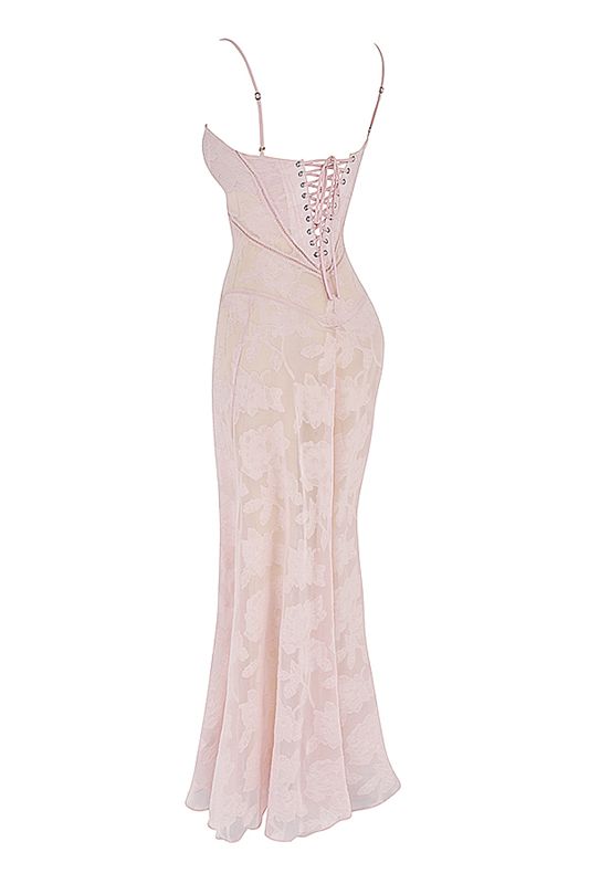 Peignoir House Of Cb Pink Floral Dentelle Back Maxi Rose | KRA-340126