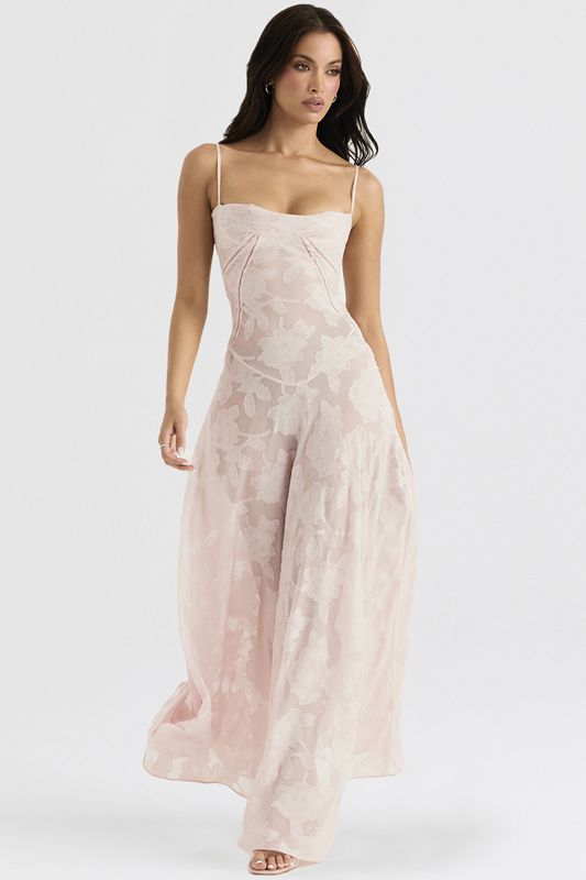 Peignoir House Of Cb Pink Floral Dentelle Back Maxi Rose | KRA-340126